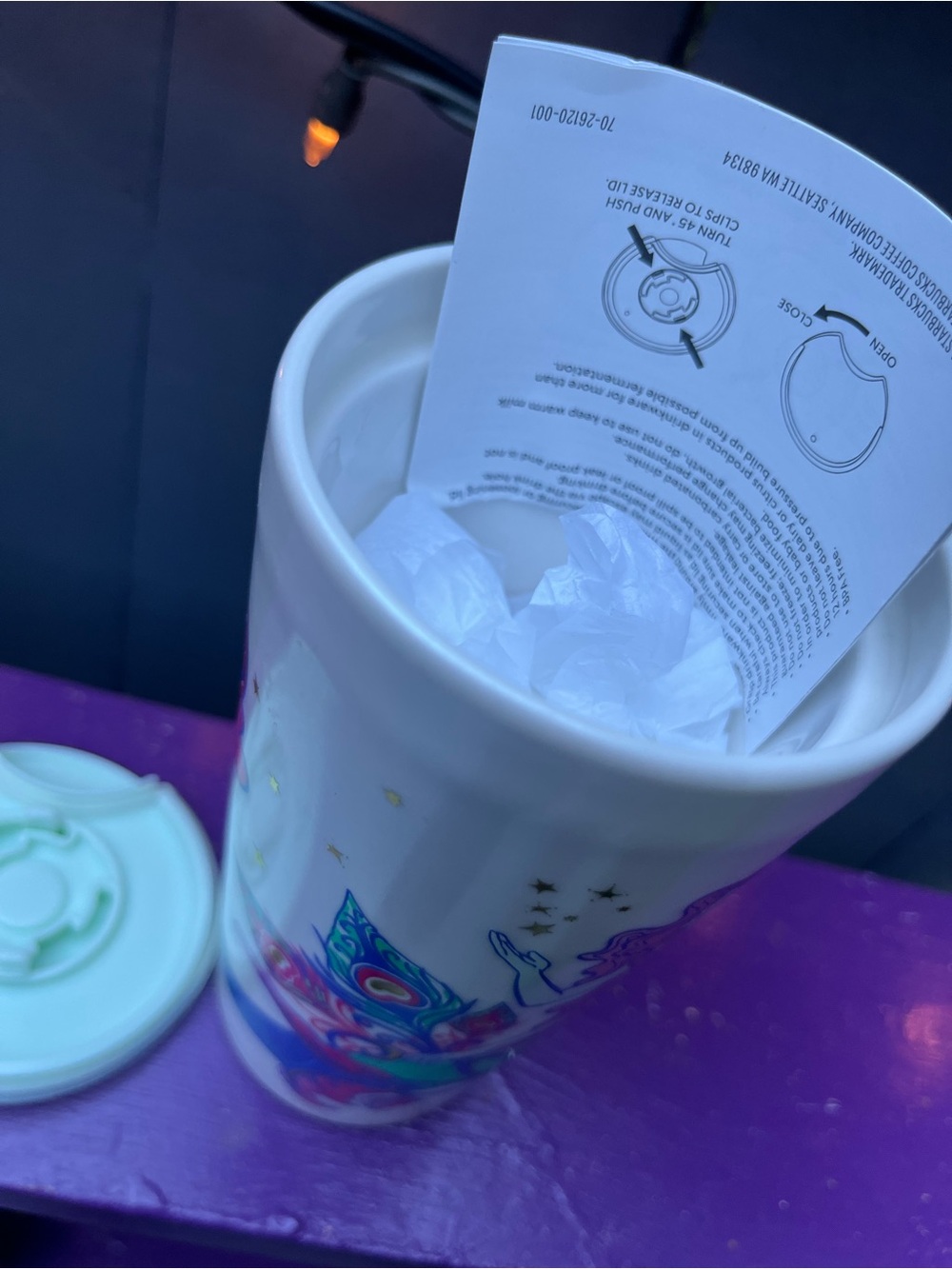 2015 Starbucks Peacock Siren Ceramic Travel Mug 12 oz With Lid *Brand new - Picture 11 of 15